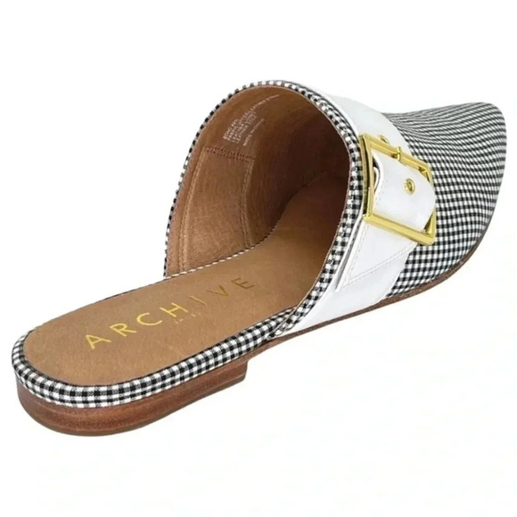 Archive Bond Gingham Checkered Fabric Womens Flat Mules Size 7.5M - Picture 11 of 16